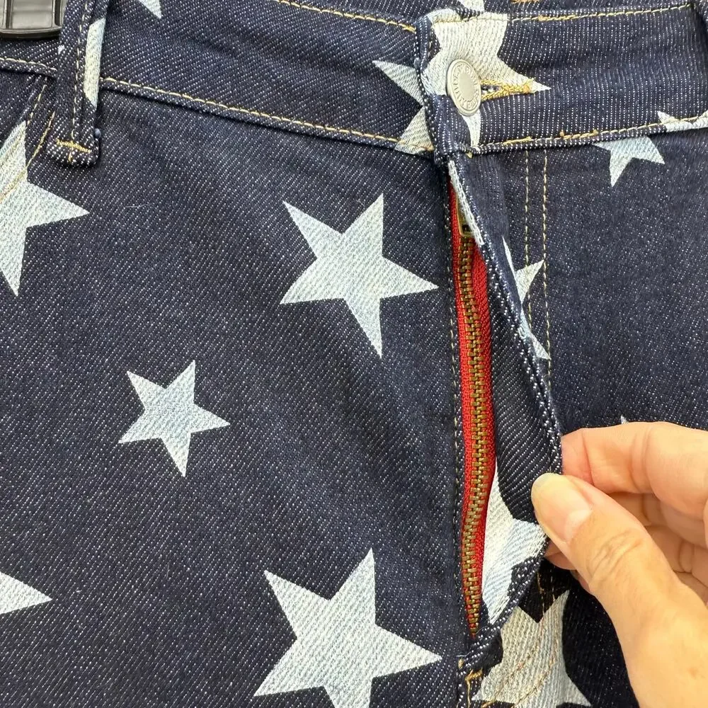 Judy Blue Jeans Women's 20W Dark Blue Star Print Flare Leg Tall Jeans Patriotic - Picture 5 of 15
